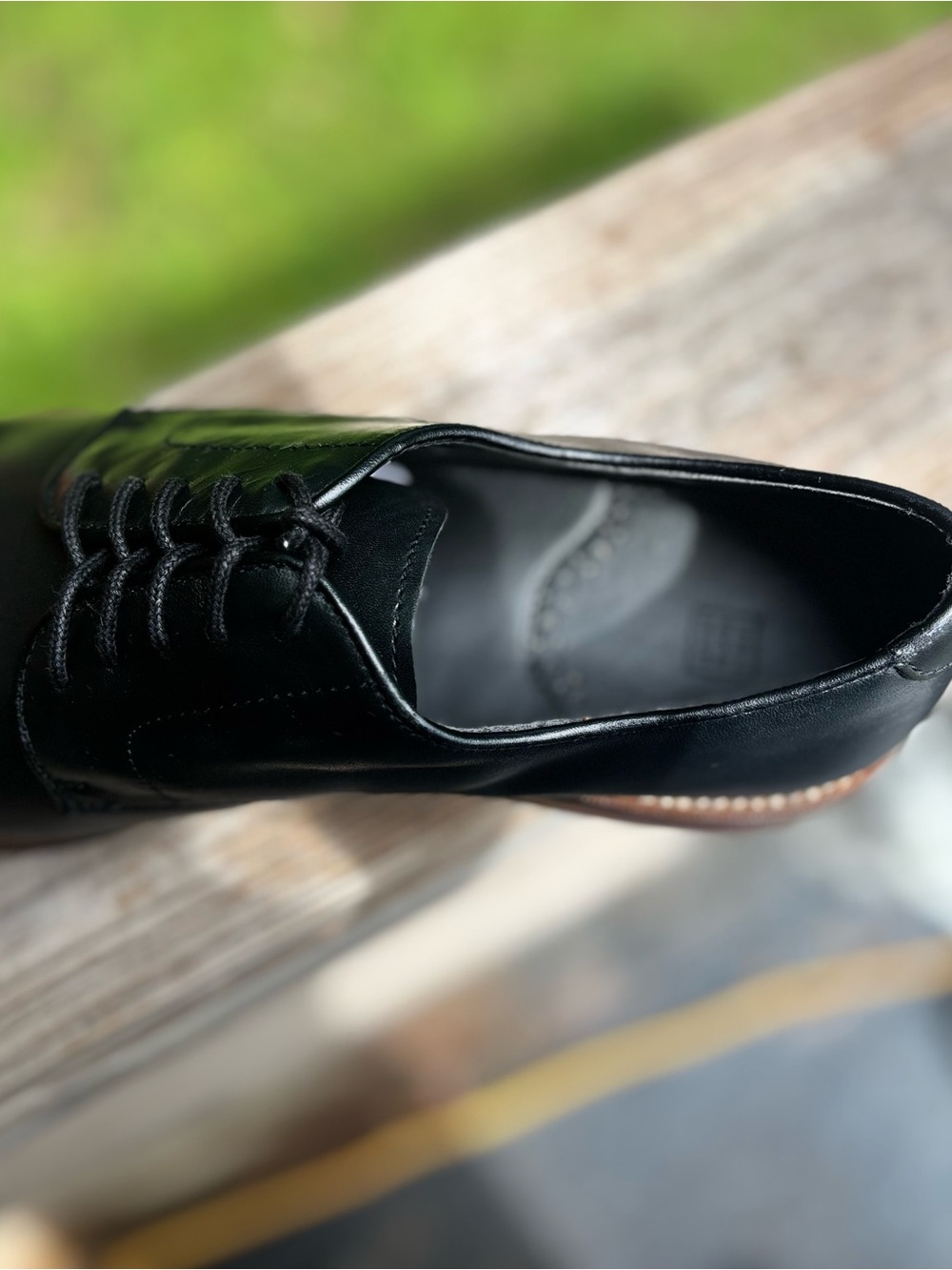 The Black Tux | Men's Black Leather Derby Shoes with Contrast Welt | Size 10 - Picture 7 of 11